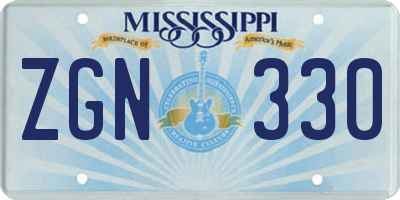 MS license plate ZGN330