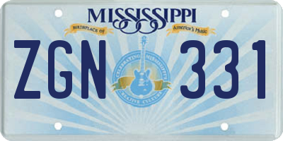 MS license plate ZGN331