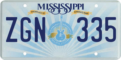 MS license plate ZGN335