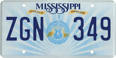 MS license plate ZGN349