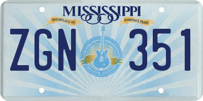 MS license plate ZGN351