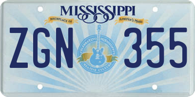 MS license plate ZGN355