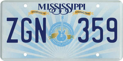 MS license plate ZGN359