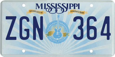 MS license plate ZGN364