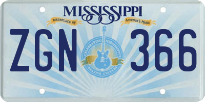 MS license plate ZGN366