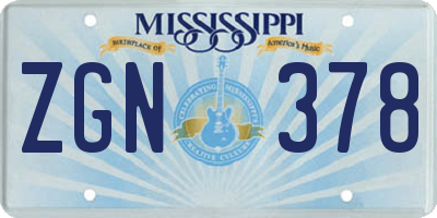 MS license plate ZGN378