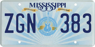 MS license plate ZGN383