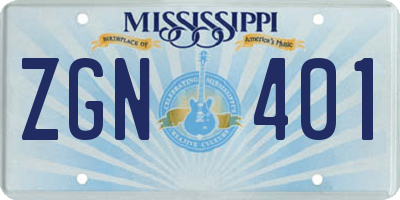 MS license plate ZGN401