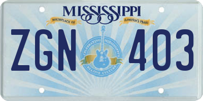 MS license plate ZGN403