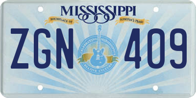 MS license plate ZGN409