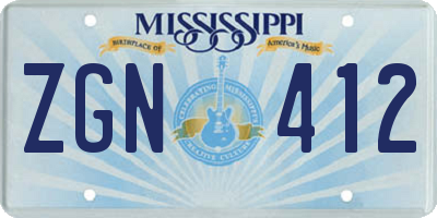 MS license plate ZGN412