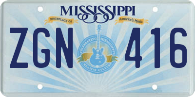 MS license plate ZGN416