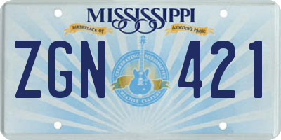 MS license plate ZGN421