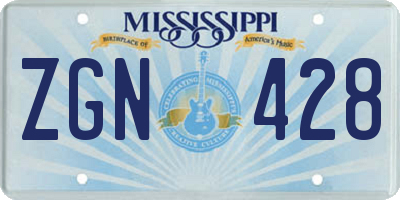 MS license plate ZGN428