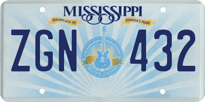 MS license plate ZGN432