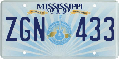 MS license plate ZGN433