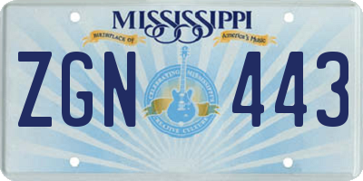 MS license plate ZGN443