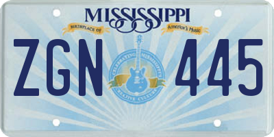 MS license plate ZGN445