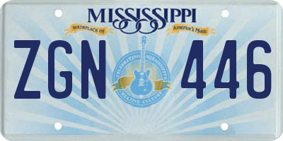 MS license plate ZGN446