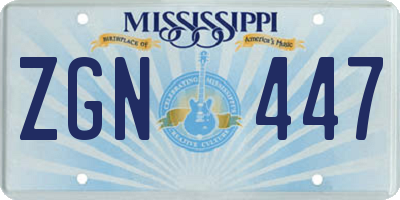 MS license plate ZGN447