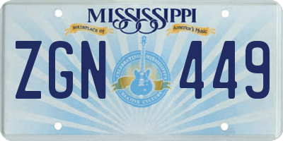 MS license plate ZGN449