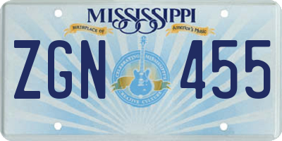 MS license plate ZGN455