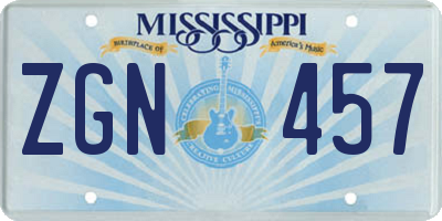 MS license plate ZGN457