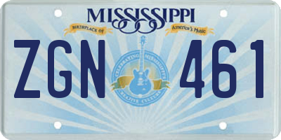 MS license plate ZGN461