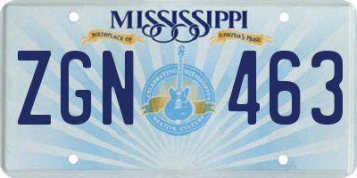 MS license plate ZGN463