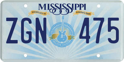 MS license plate ZGN475
