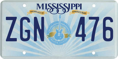 MS license plate ZGN476