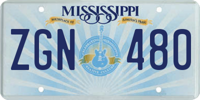 MS license plate ZGN480