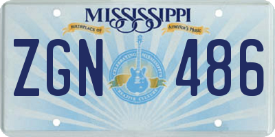 MS license plate ZGN486