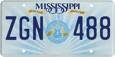 MS license plate ZGN488