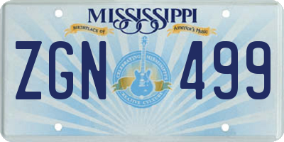 MS license plate ZGN499