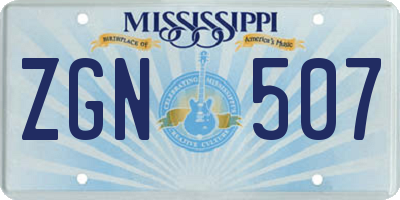 MS license plate ZGN507