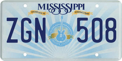 MS license plate ZGN508
