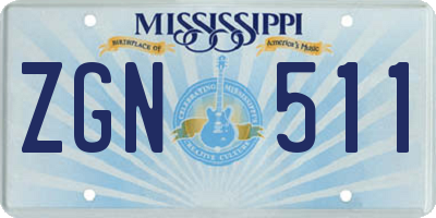MS license plate ZGN511