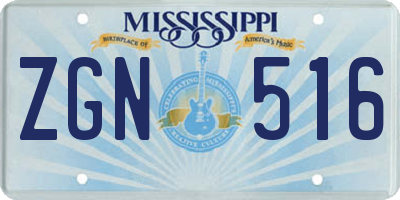 MS license plate ZGN516