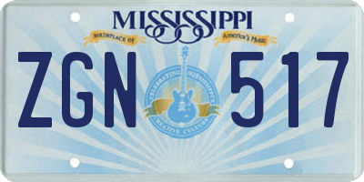 MS license plate ZGN517