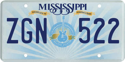 MS license plate ZGN522