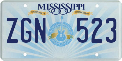 MS license plate ZGN523