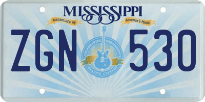 MS license plate ZGN530