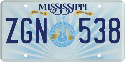 MS license plate ZGN538