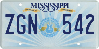 MS license plate ZGN542