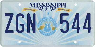 MS license plate ZGN544