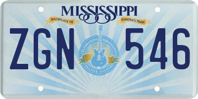 MS license plate ZGN546