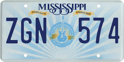 MS license plate ZGN574