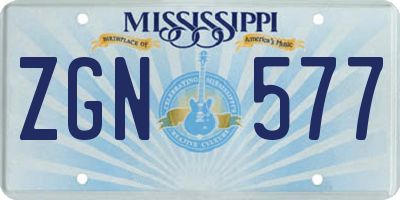 MS license plate ZGN577