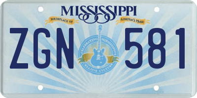 MS license plate ZGN581